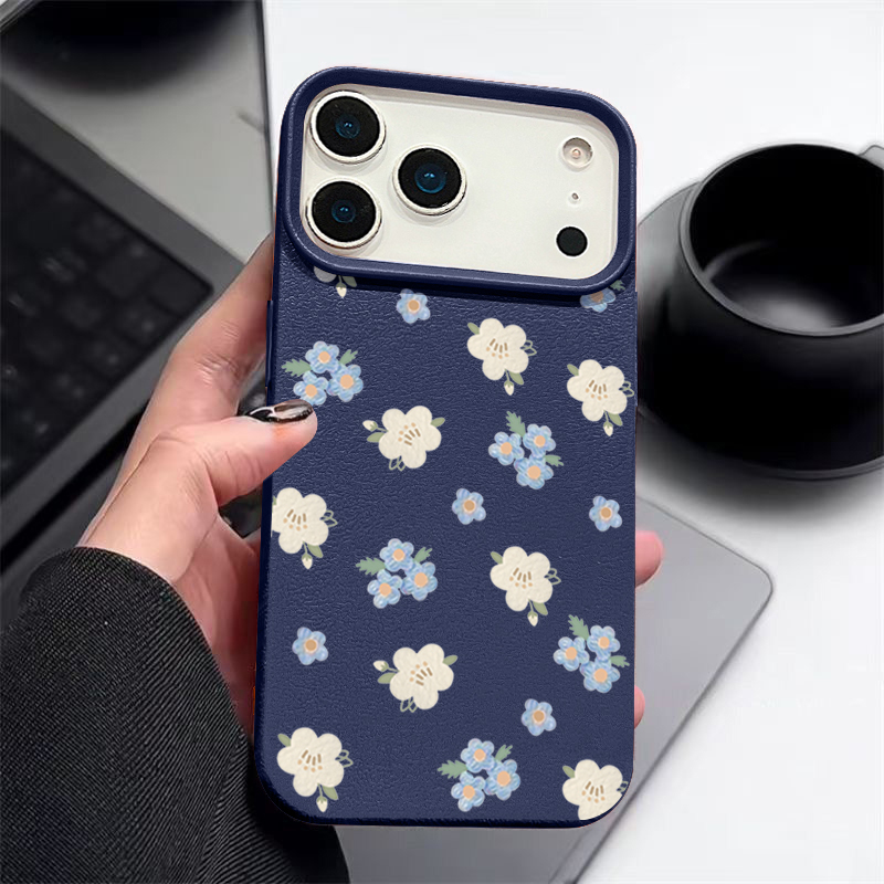 Phone Cases Leather - Cover per iPhone con Piccoli Fiori,