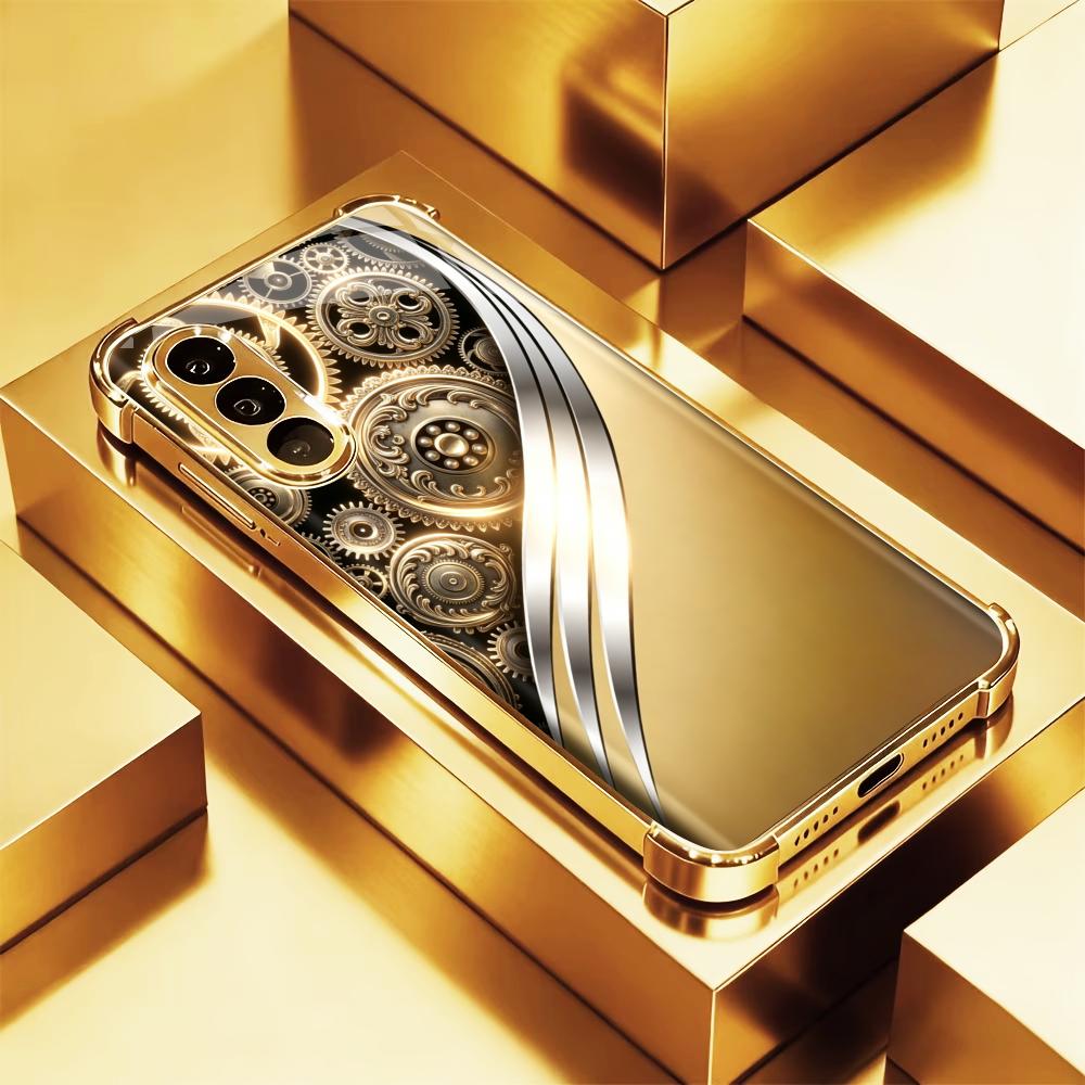 Phone Cases Quad Lock - Custodia per telefono con ingranaggi dorati