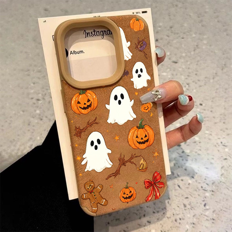 Phone Cases Leather - Custodia per telefono a tema Halloween